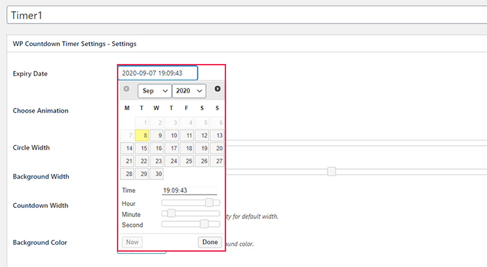 Countdown Timer Settings