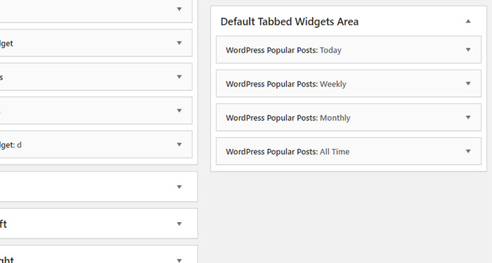 Default Tabbed Widgets Area Widgets