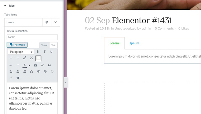 Elementor Edit Tabs