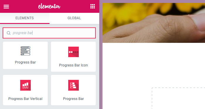 Elementor Progress Bar Search
