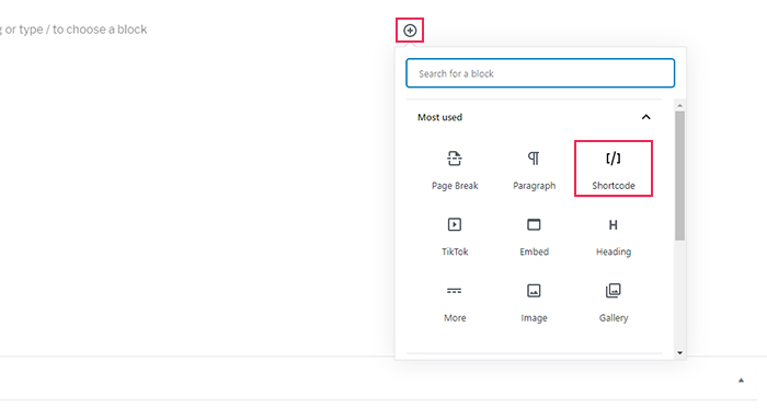 Gutenberg Block Shortcode