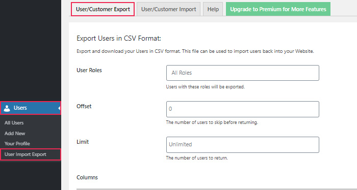 Import Export Wordpress Users