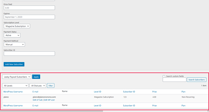 Leaky Paywall Settings