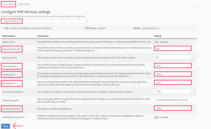 MultiPHP INI Editor Settings