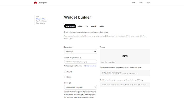 Pinterest Widget Builder