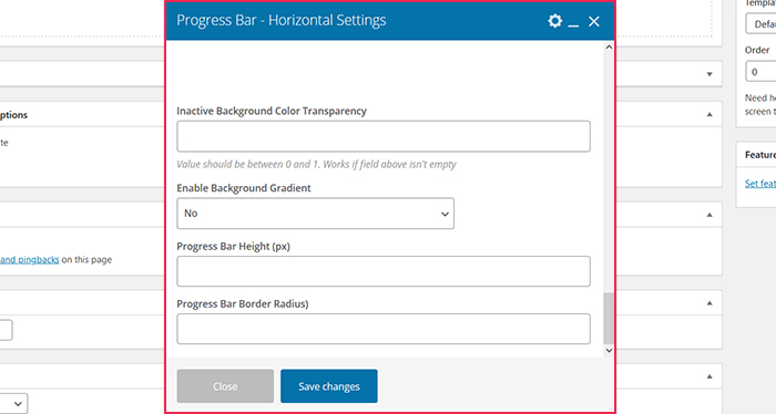 Progress Bar Horizontal Settings