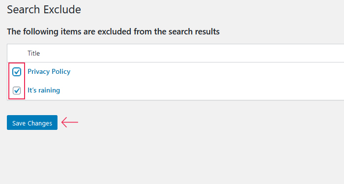 Search Exclude Items