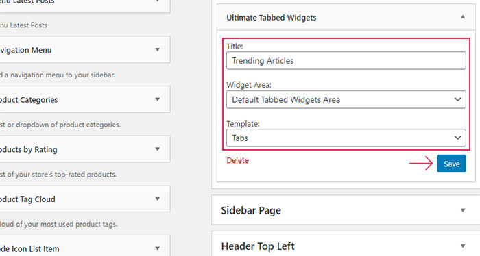 Ultimate Tabbed Widgets Settings