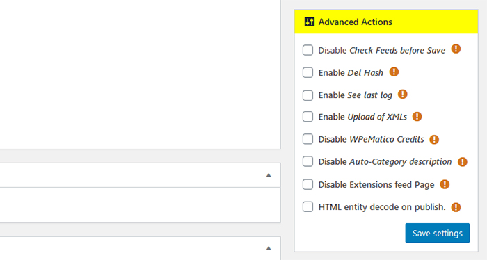 WPeMatico Advanced Actions