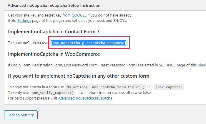 noCaptcha reCaptcha Setup Instruction
