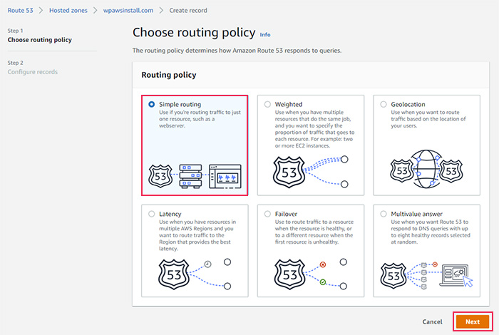 Choose Routing Policy