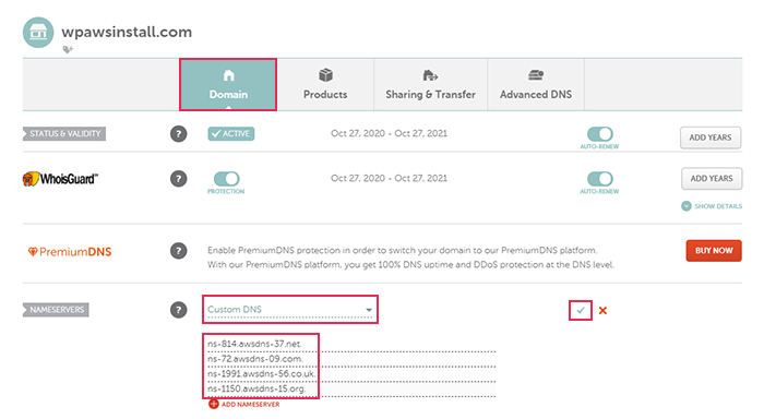 Domain Custom DNS