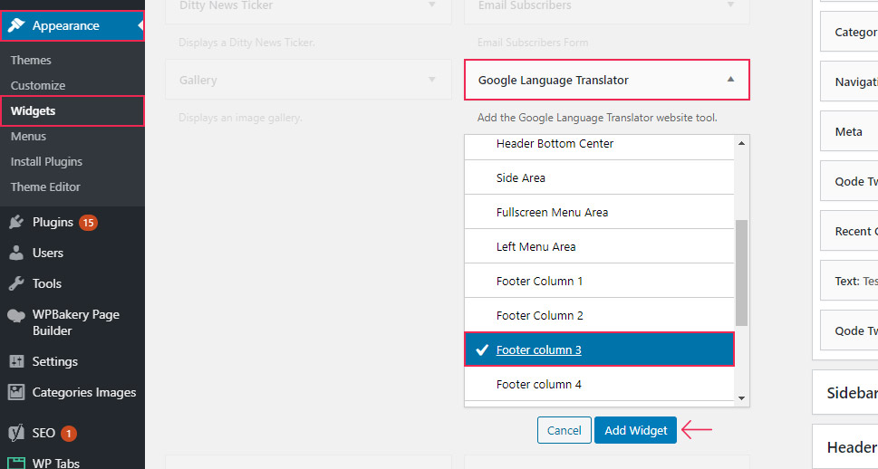 wordpress widget language switcher