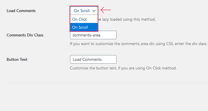 Lazy Comments Settings