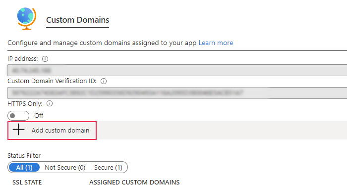 Mapping a Domain Add Custom Domain