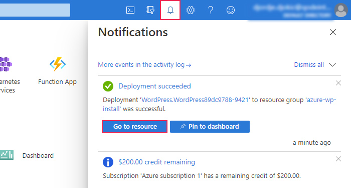 Microsoft Azure Go to Resource