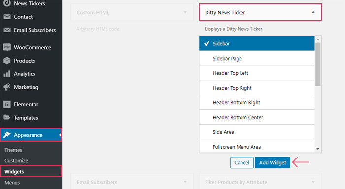 News Ticker Widget