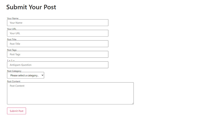 Submit Your Post Form