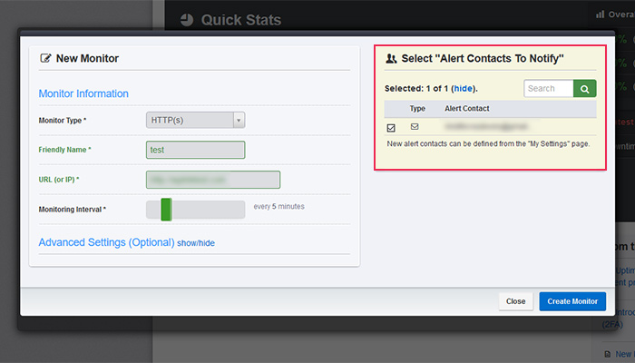 Uptime Monitoring Contacts