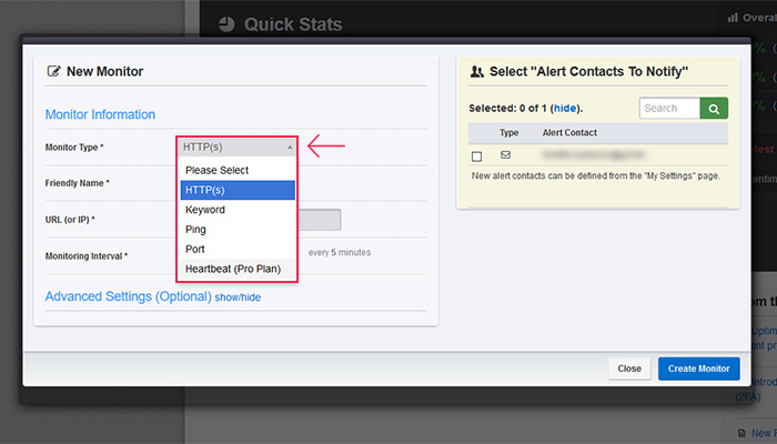 Uptime Monitoring Monitor Type