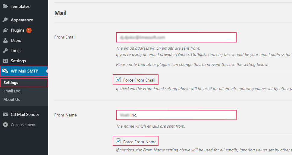 WP Mail SMTP Settings Mail