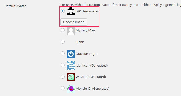 Default Avatar section