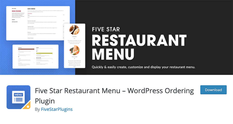 Five Star Restaurant Menu