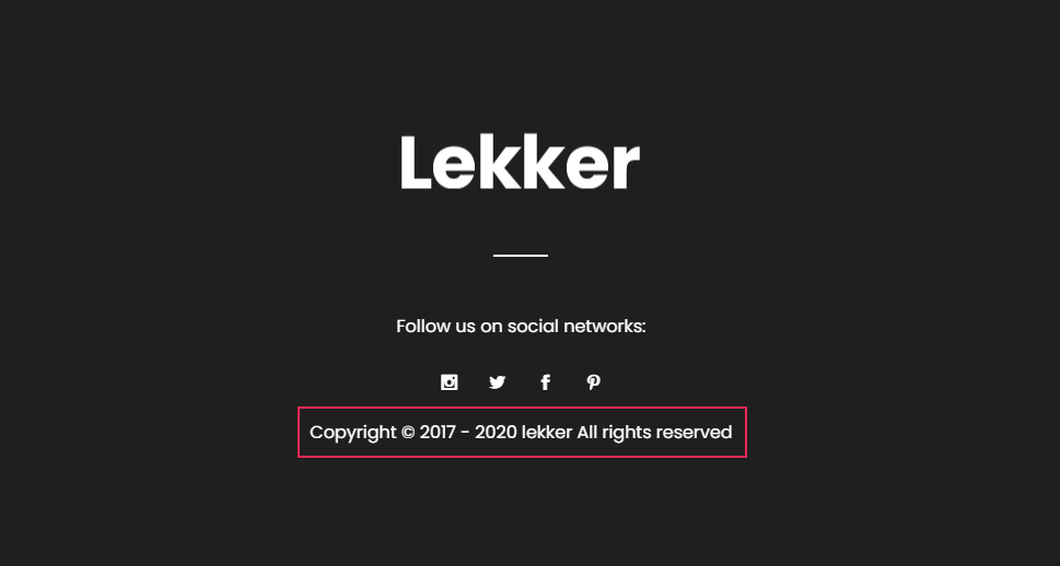 Lekker Copyright Footer