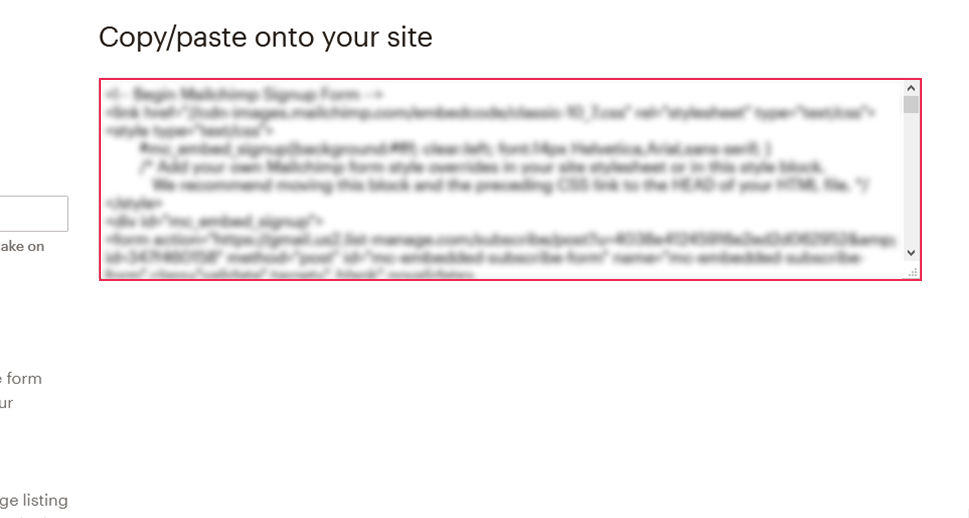 MailChimp Copy Code