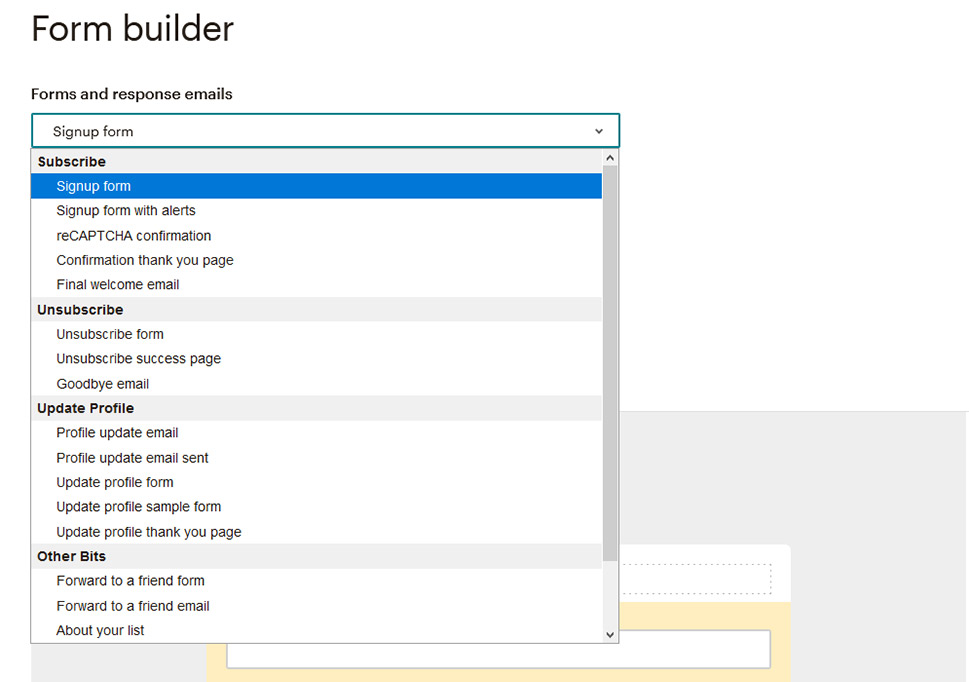MailChimp Form Builder