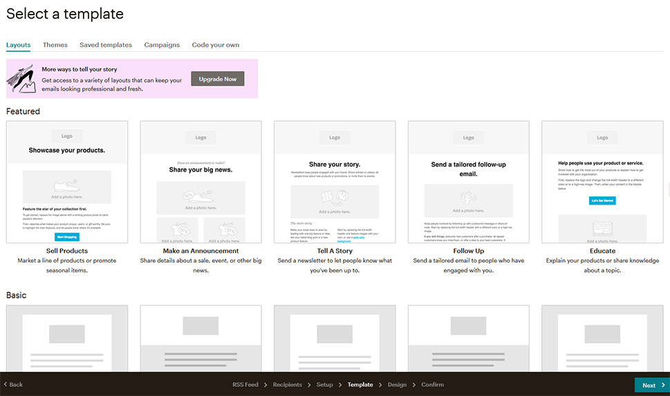 MailChimp Select Template