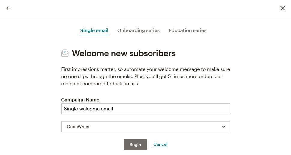 MailChimp Welcome Email