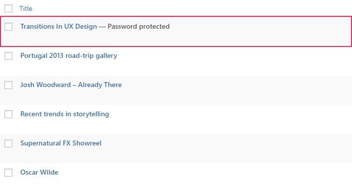 Password protected pages and posts