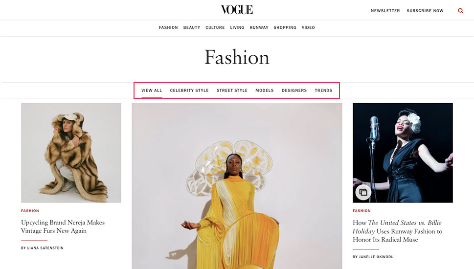 Vogue Submenu