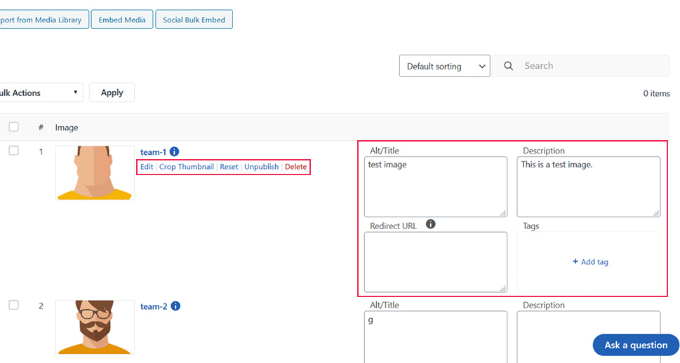 10Web Image Options