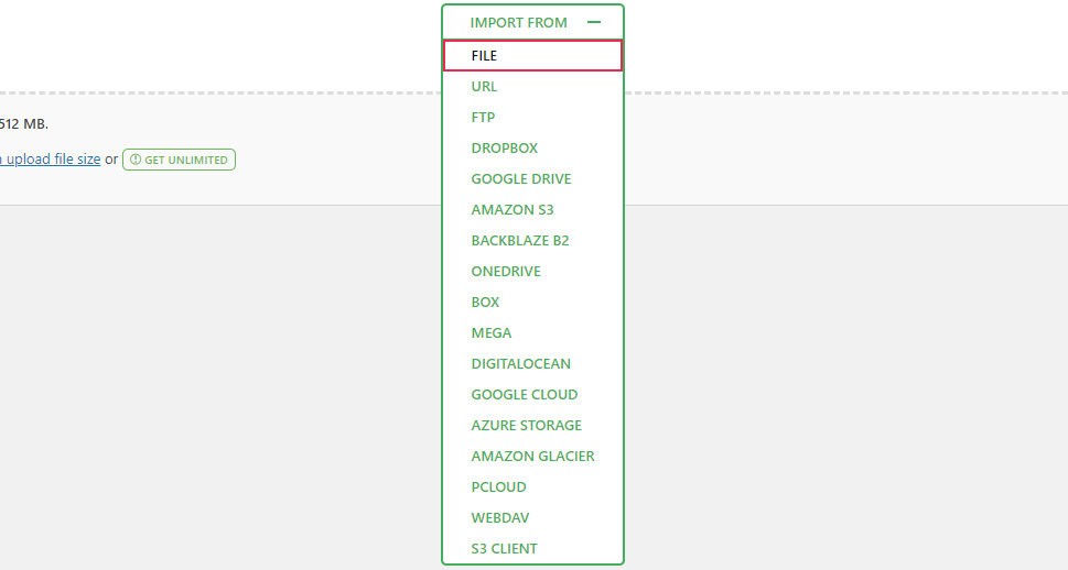 All In One WP Migration Import File