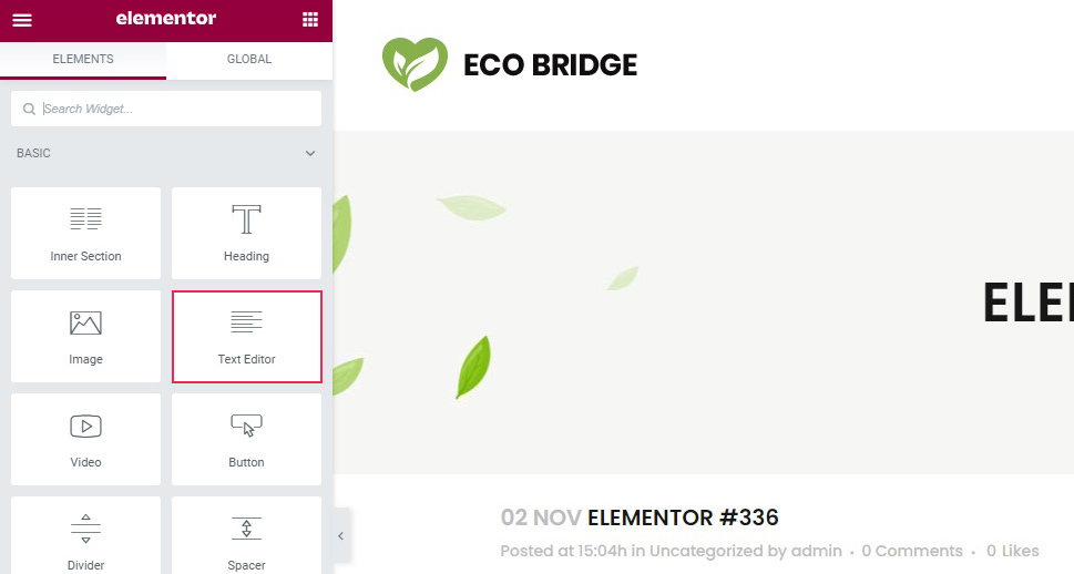 Elementor Text Editor