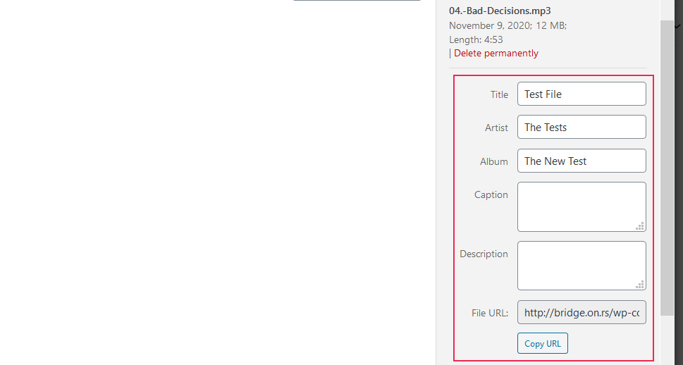 Meida Library Settings