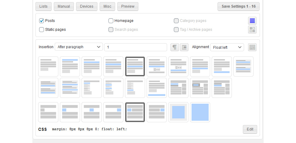 Paragraph Settings