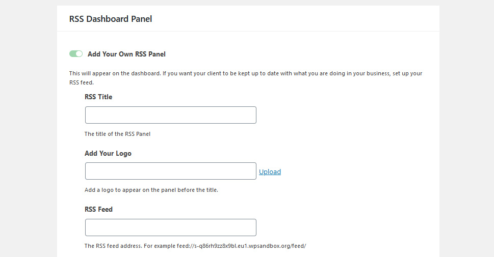 RSS Dashboard Panel