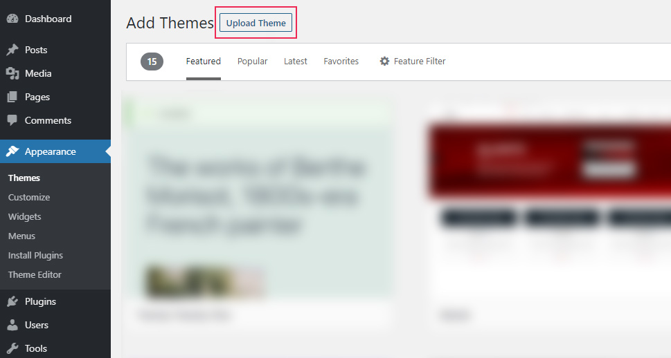 Upload Theme