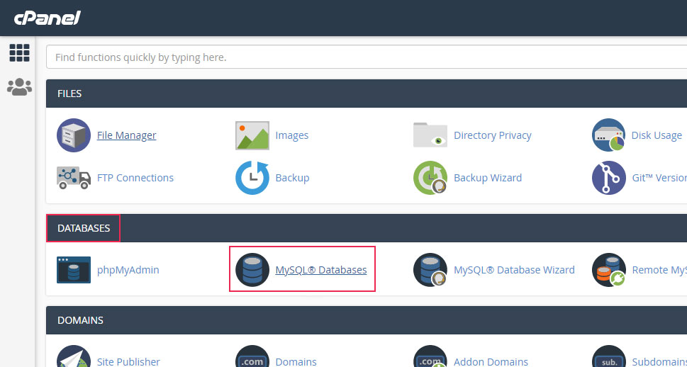 cPanel Databases