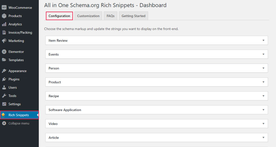 All in One Schema Rich Snippets markup types