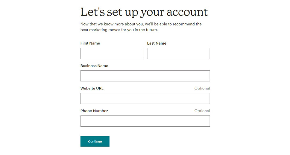 Mailchimp configure your profile