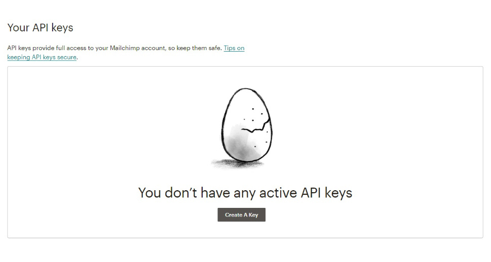 API Keys screen