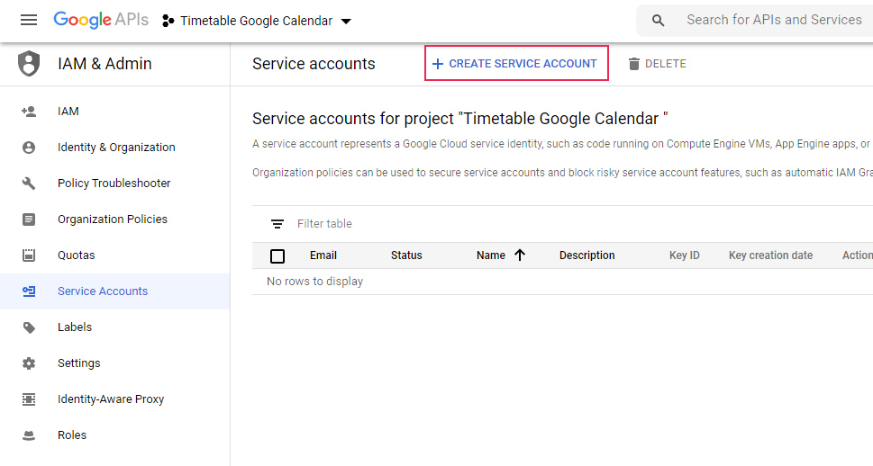 Create Service Account