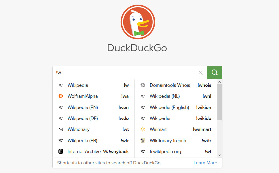 DuckDuckGo Shortcuts