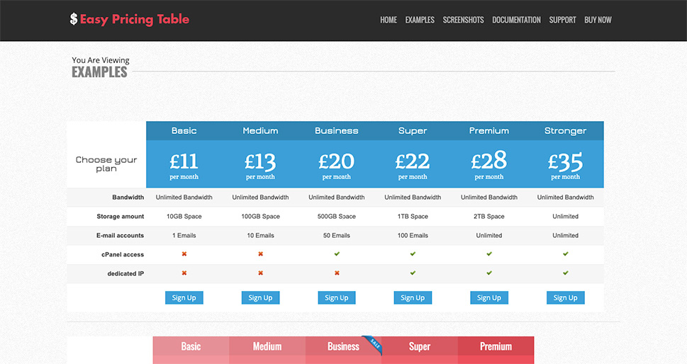 Easy Pricing Tables WordPress Plugin