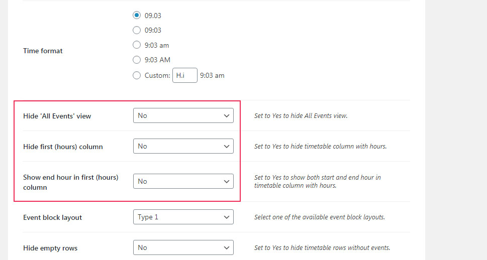 Main Config Additional Options