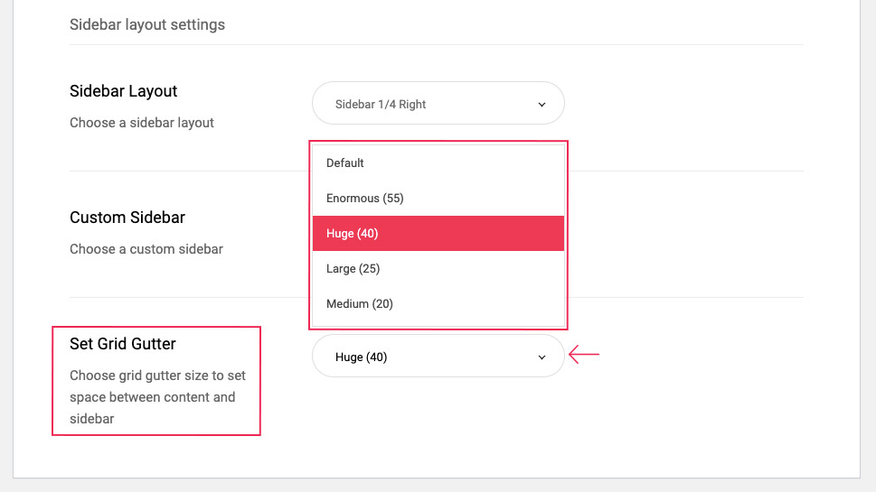 Set Grid Gutter Sidebar